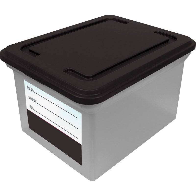 Advantus Innovative Storage Designs File Tote with Contents Label, Letter/Legal Files, 17.75" X 14" X 10.25", Clear/Black - Image 2